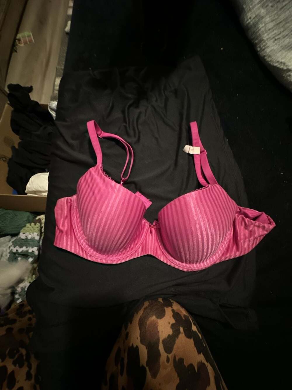 Victoria's Secret Lightly Lined Bra Size 38B Pink Striped Demi